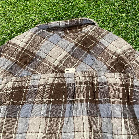 RVCA women's blue and brown plaid flannel shirt (XS) - Picture 2 of 5